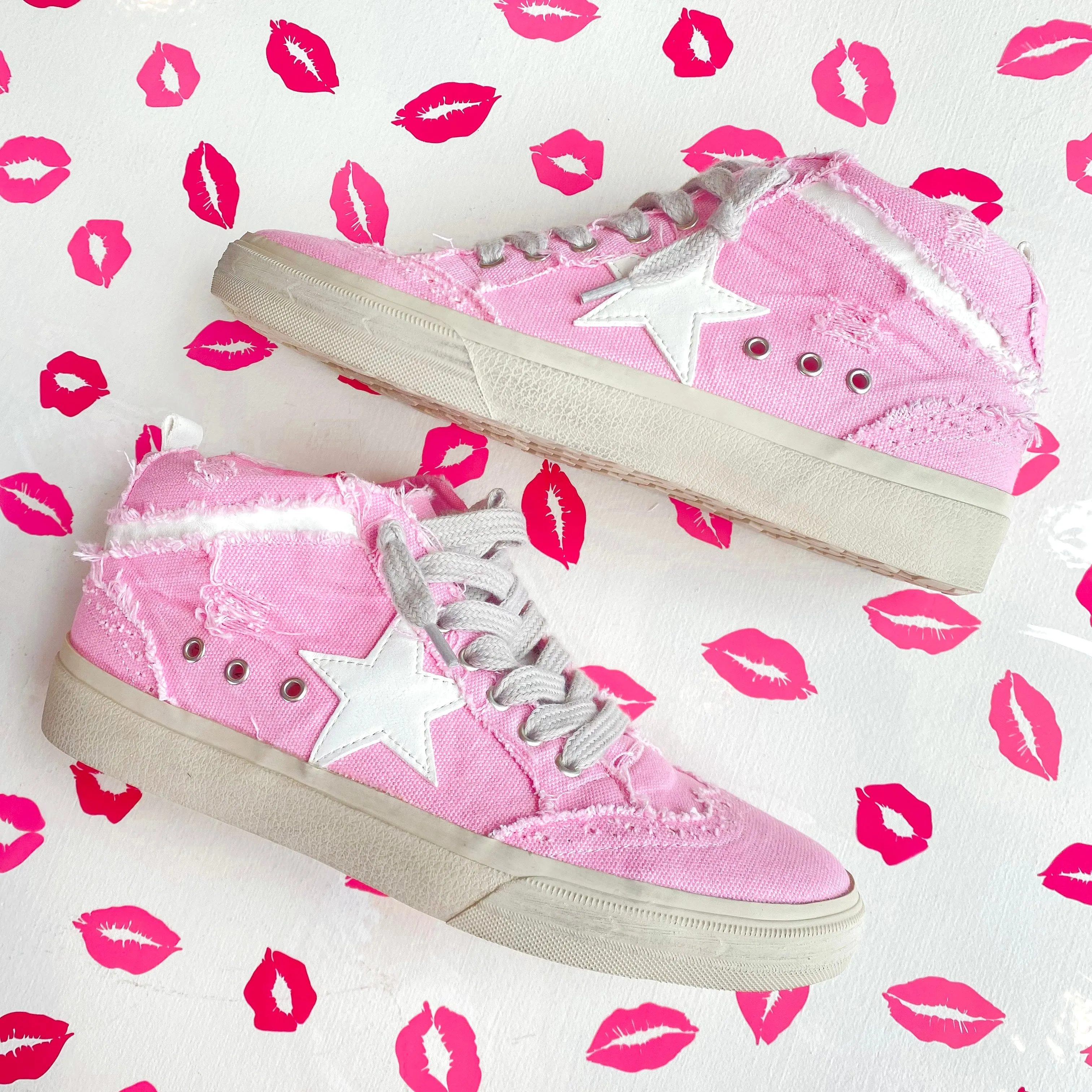 Paulina Pink Distressed High Top