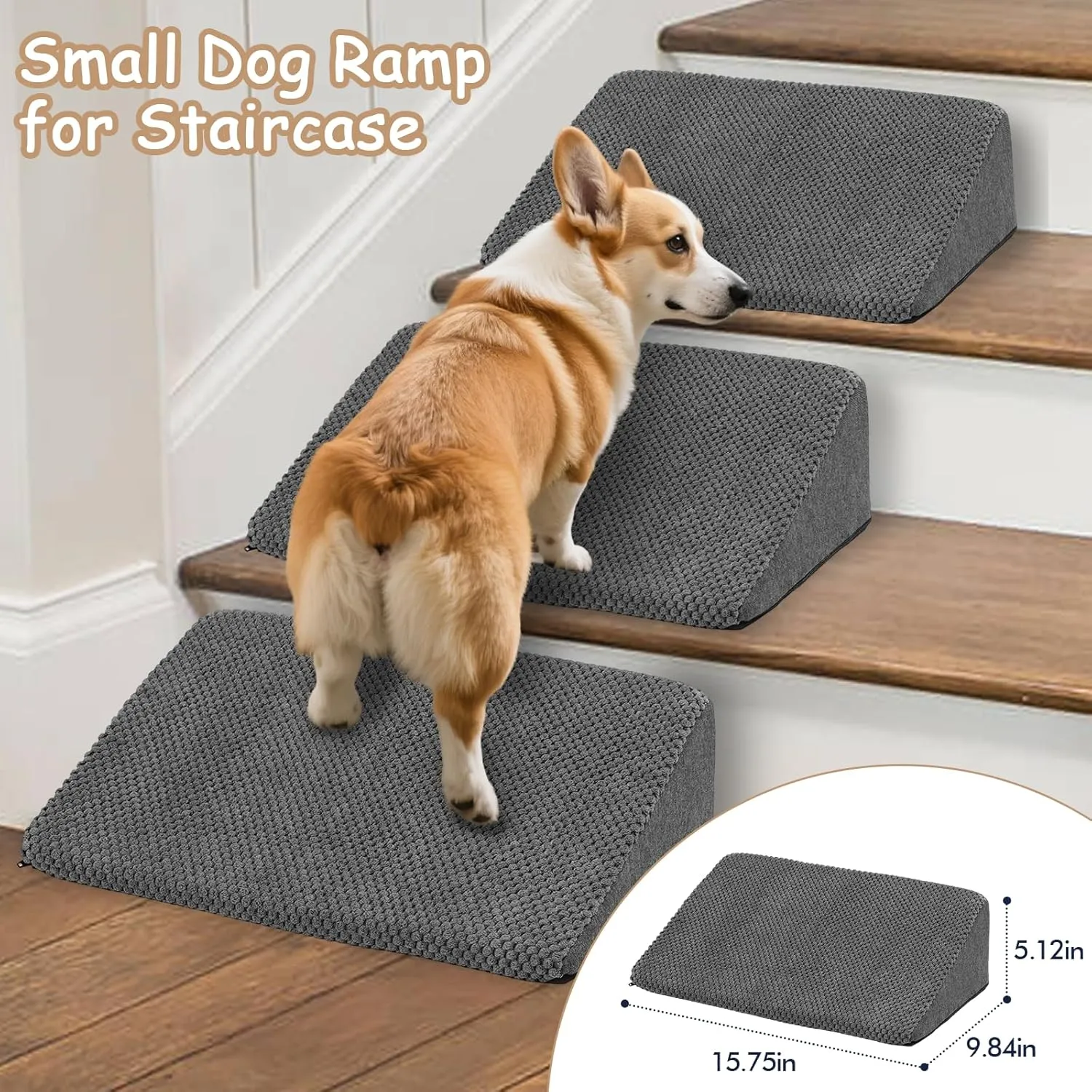 Pet Stairs for High Bed - LitaiL Stairs for Dogs to Get on Bed, 7 Steps Foam Dog Stair for Small Dogs, 35 inches Pet Steps Ramp with Washable Cover, Non-Slip Steps for Pets