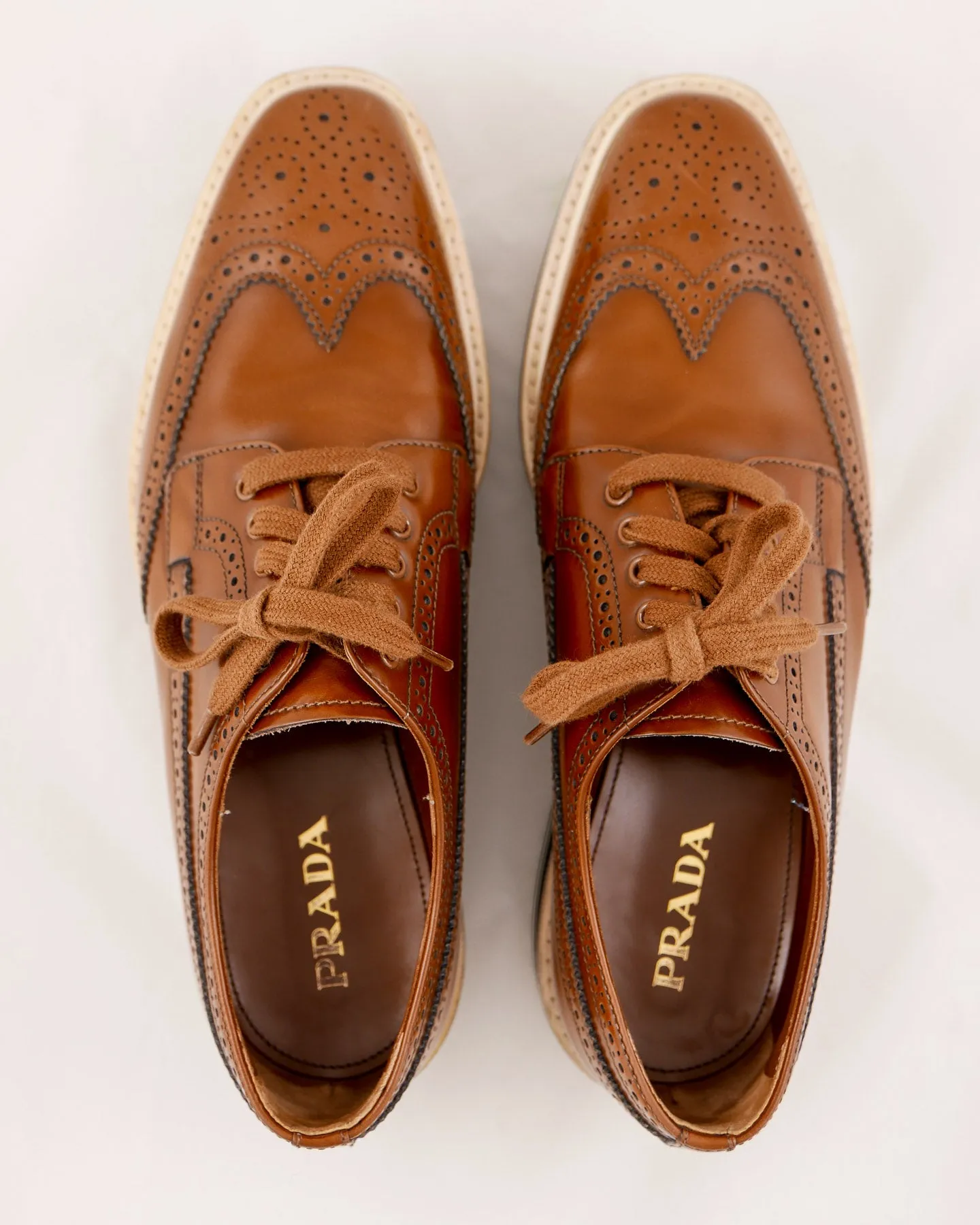 Prada Leather Wingtip Platform Shoes