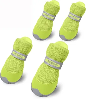 QUMY 4PCS Dog Shoes for Small Dogs, Hot Pavement Summer Puppy Dog Boots & Paw Protectors with Soft Anti-Slip Rubber Sole, Mesh Breathable Dog Booties for Hardfloors, Walking Running