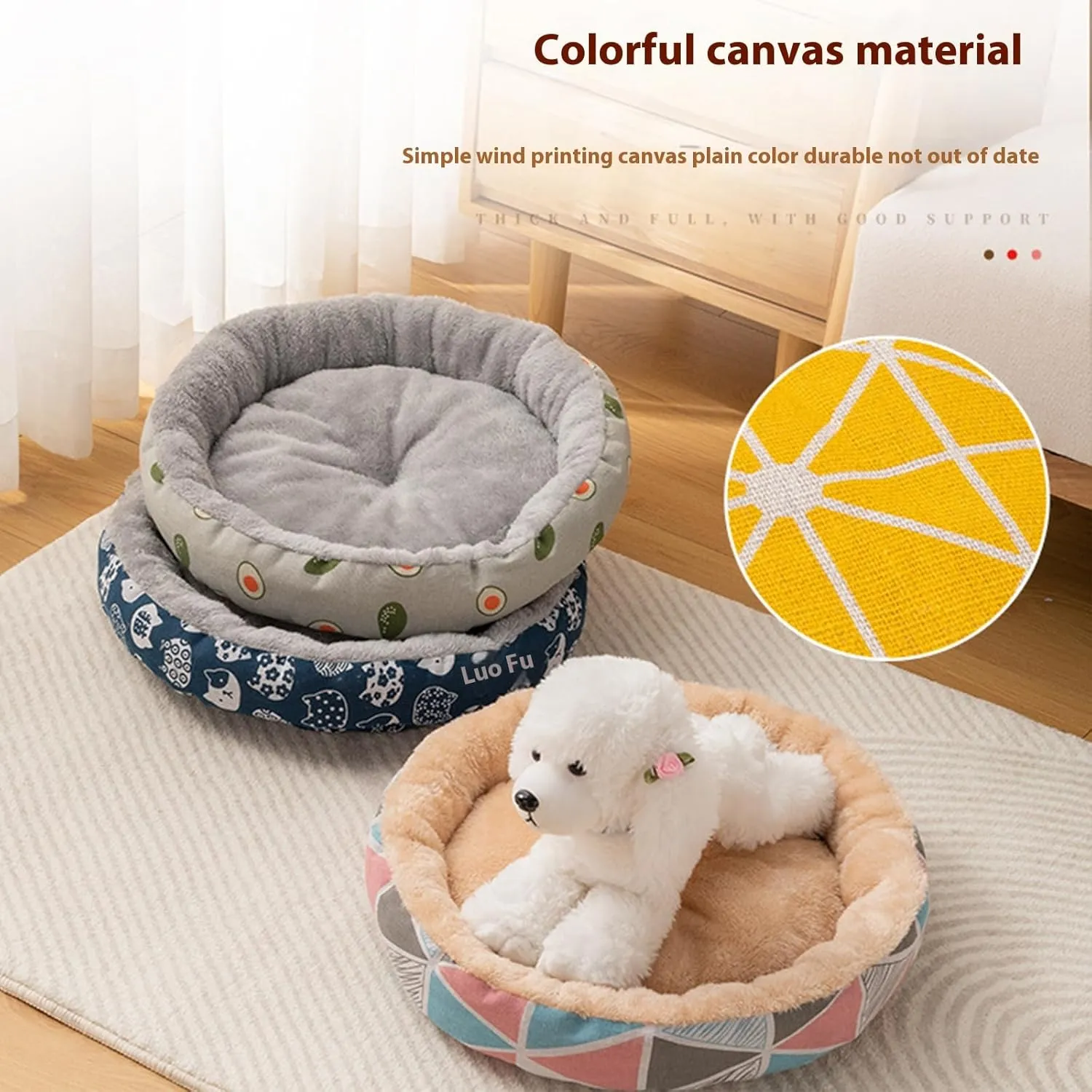 Round Donut Cuddler Round Puppy Dog Bed, Pet House Kittens Sleeping Nest Soft Self-Warming Improved Sleep Winter Warm Supplies,Universal Cat Bed Pet Mat Dog Bed Dog House Pad Round Nest Warm Pet Nest