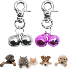 SCENEREAL Bells for Dog Collars - 2 Pack Pet Hanging Ring Bell Accessories for Dog & Cat, Pet Pendant Collar Charm with Heavy Duty Snap Clips, Sliver Bells for Tracking and Training Christmas Gift