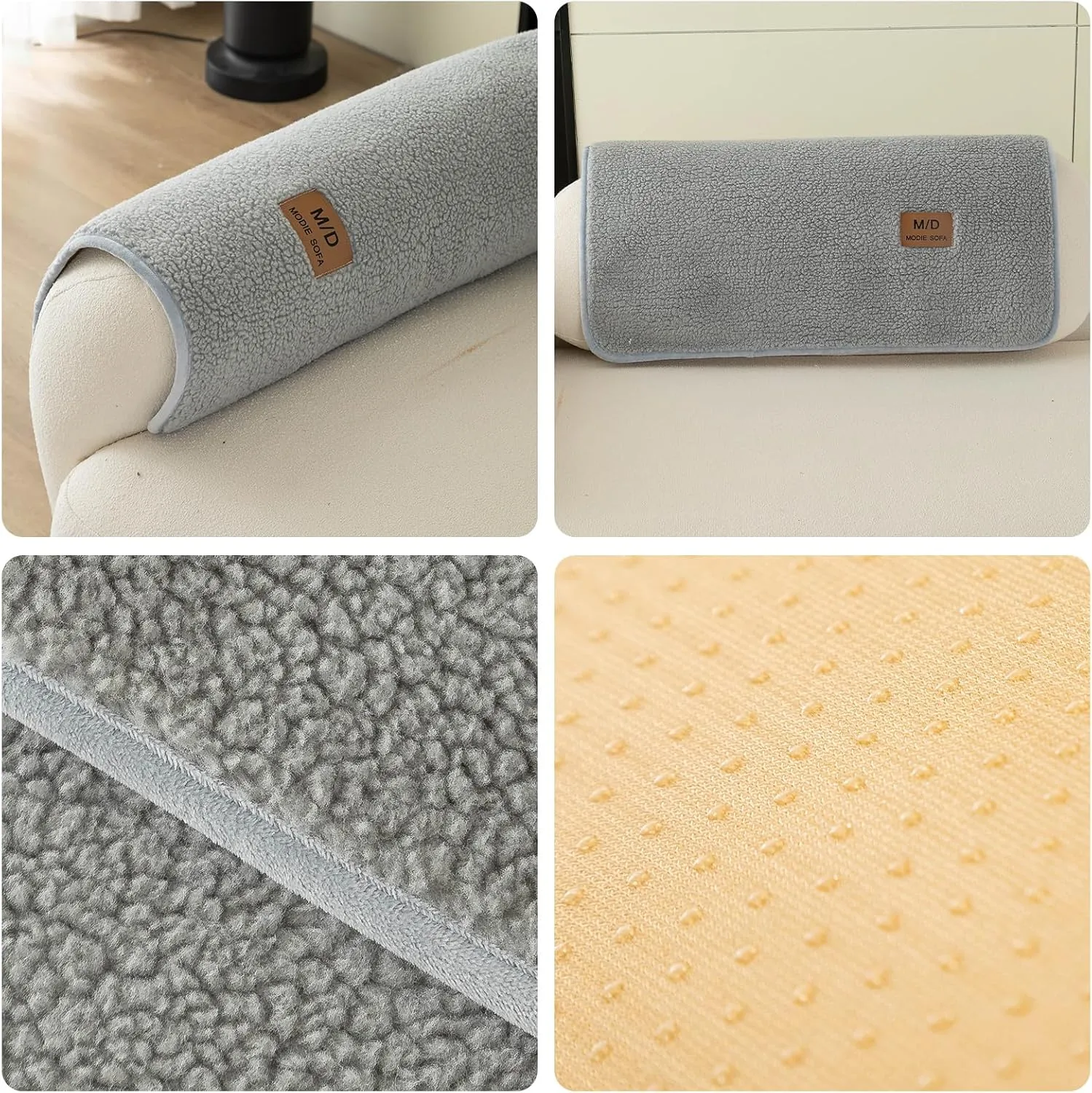 Sherpa Fleece Sofa Cover, Plush Sherpa Fleece Sofa Couch Covers, Funny Fuzzy Couch Covers for Sofa, Sectional Non Slip Sofa Slipcover Furniture Protector for Pets, Light Grey(36"x 94"), Only 1 Pcs