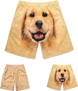 Shorts with Dog Face on Butt, Realistic 3D Cute Funny Puppy Print Workout Shorts, for Men/Women