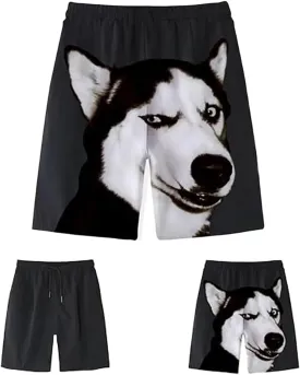 Shorts with Dog Face on Butt, Realistic 3D Cute Funny Puppy Print Workout Shorts, for Men/Women