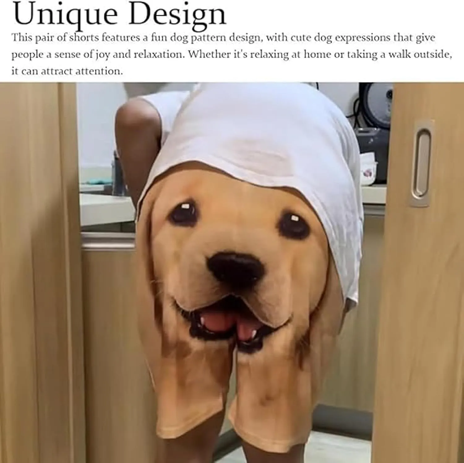 Shorts with Dog Face on Butt, Realistic 3D Cute Funny Puppy Print Workout Shorts, for Men/Women