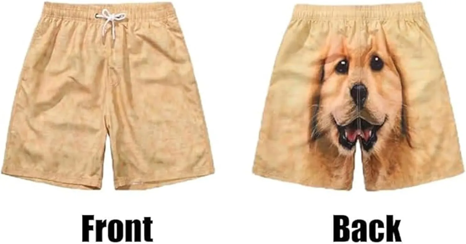 Shorts with Dog Face on Butt, Realistic 3D Cute Funny Puppy Print Workout Shorts, for Men/Women
