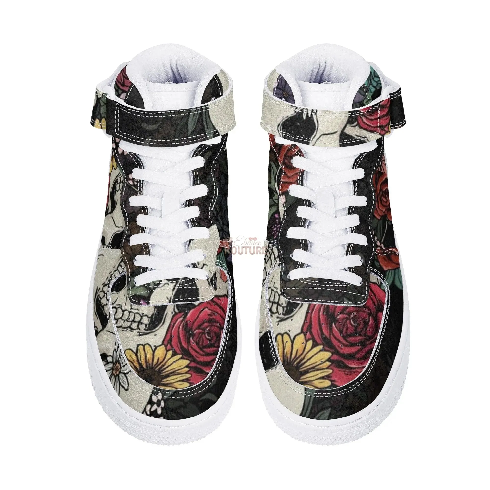 Skull of Roses High Top Leather Sneakers