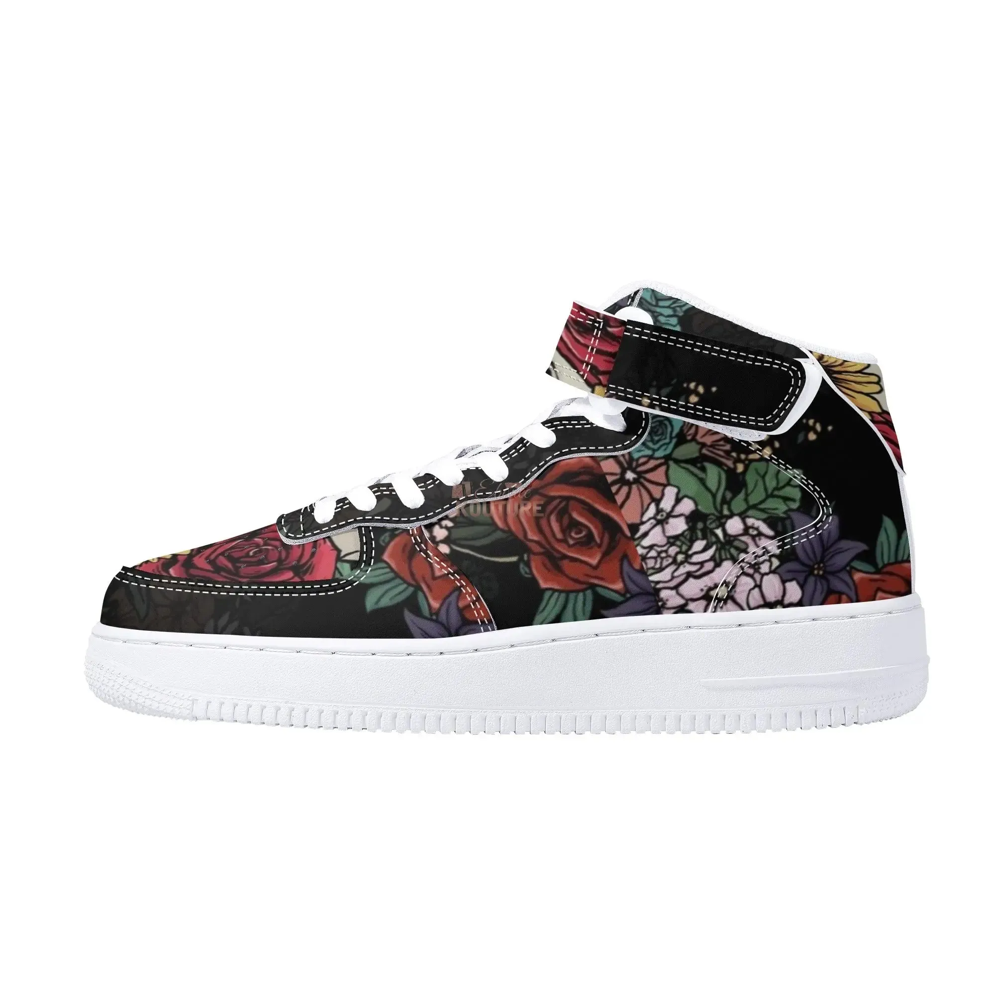 Skull of Roses High Top Leather Sneakers