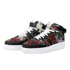 Skull of Roses High Top Leather Sneakers
