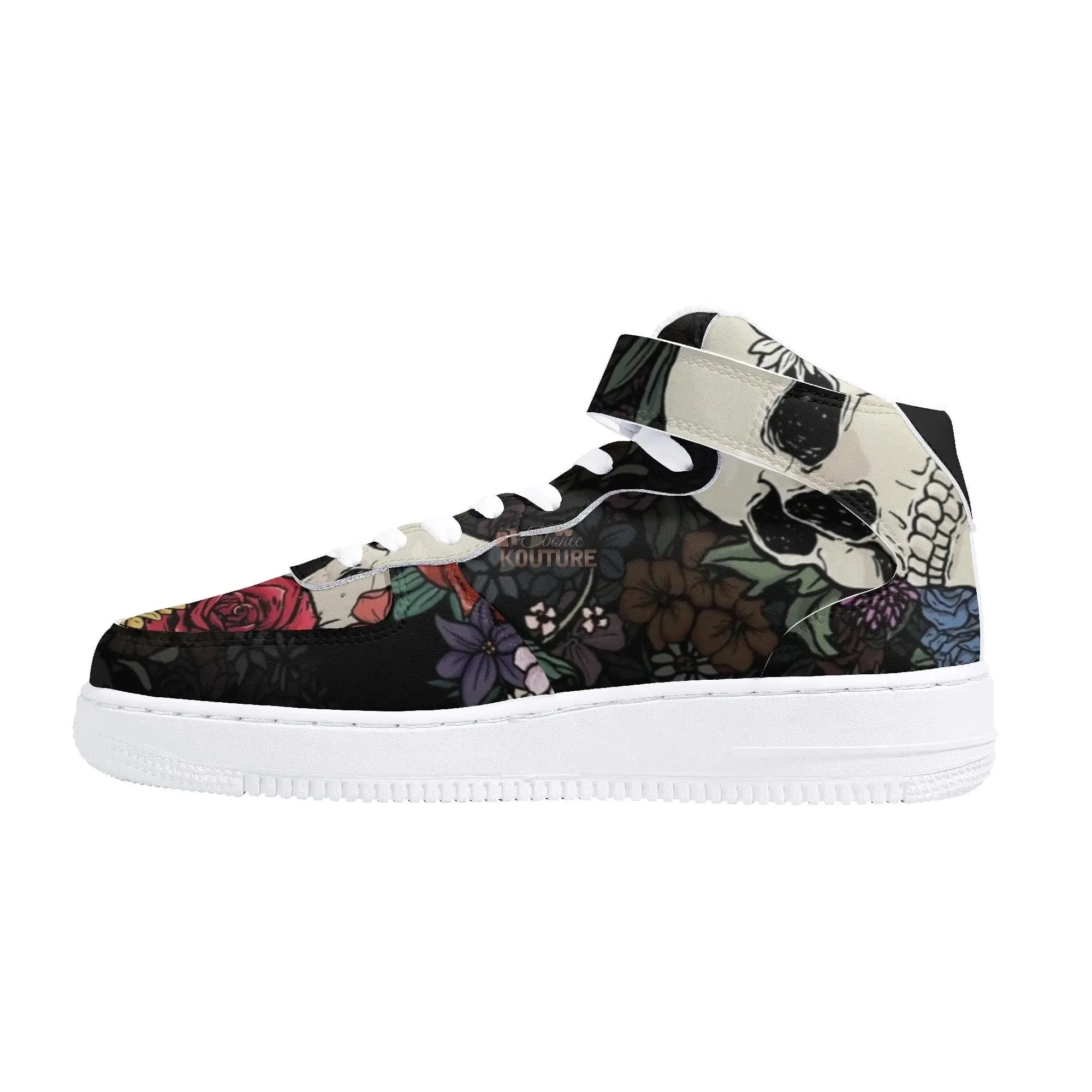 Skull of Roses High Top Leather Sneakers