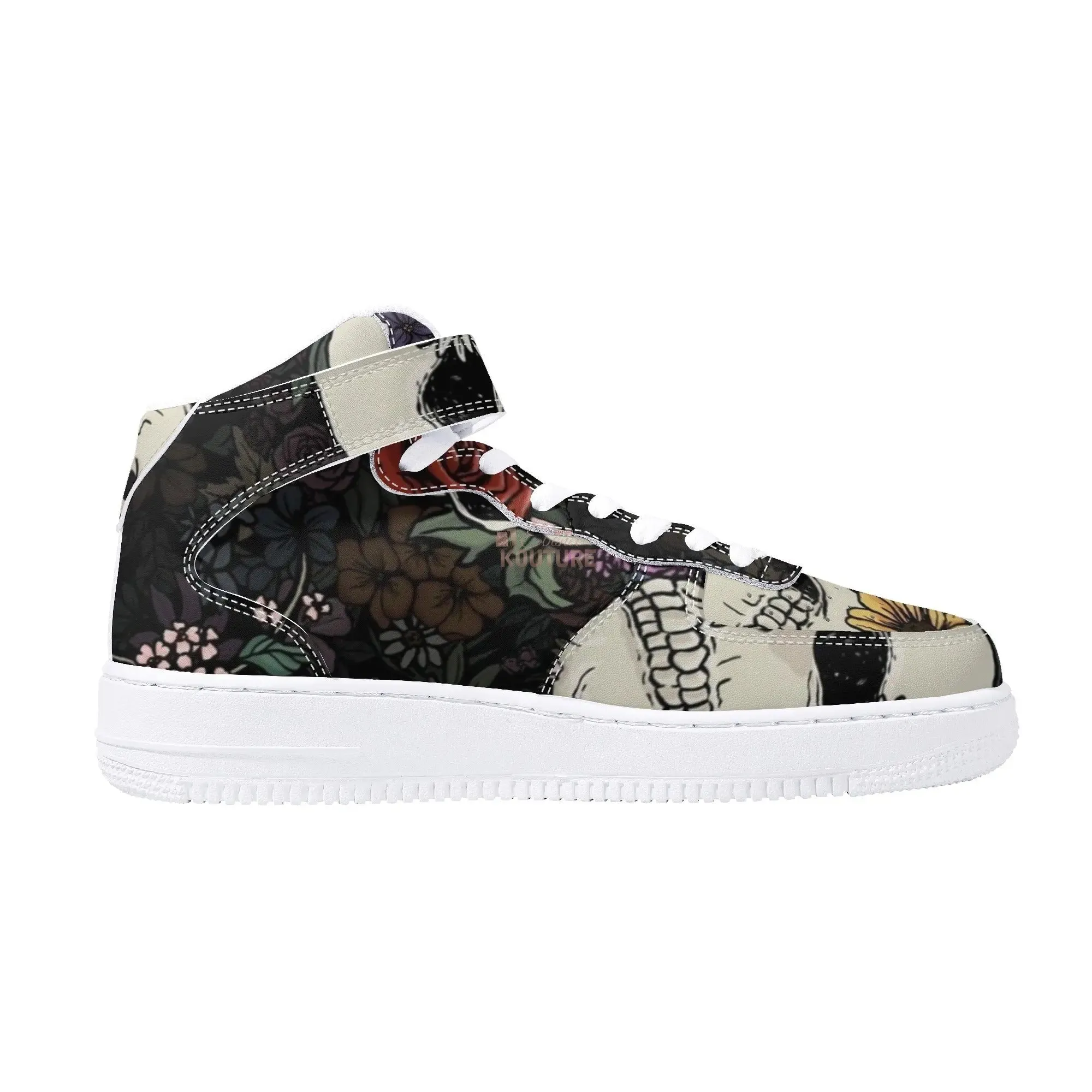 Skull of Roses High Top Leather Sneakers