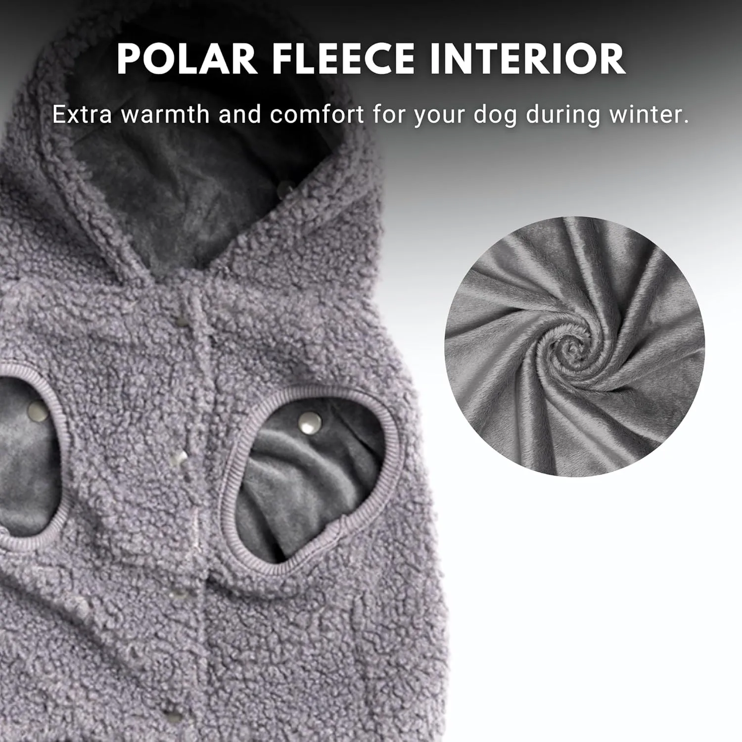 Spark Paws Teddy Dog Sweater - Sherpa Hooded Vest with Warm Fleece Lining, Winter Coat Suitable for Small Medium Large XL XXL Breeds - Grey - M