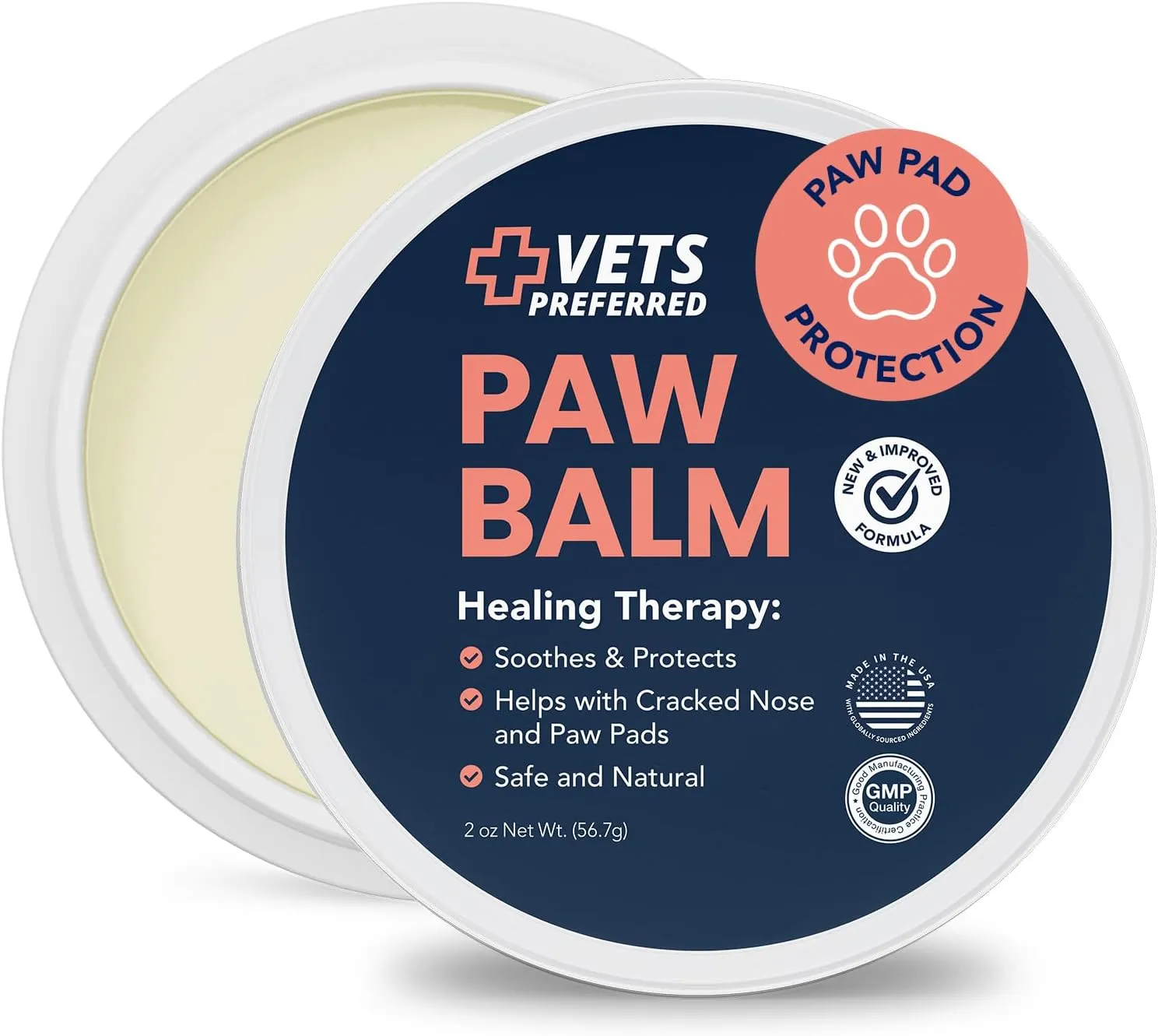 Vets Preferred Paw Balm Pad Protector for Dogs  Dog Paw Balm Soother  Heals, Repairs and Moisturizes Dry Noses and Paws  Ideal for Extreme Weather Season Conditions - 2 Oz