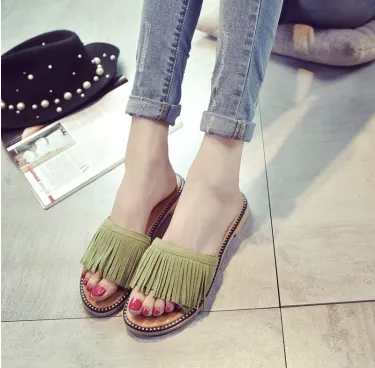 Vintage Tassel Flip Flops