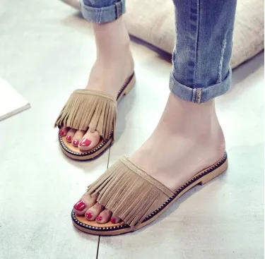 Vintage Tassel Flip Flops