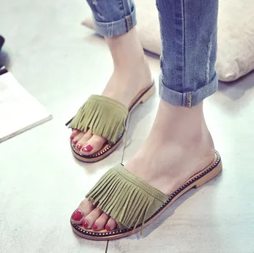 Vintage Tassel Flip Flops