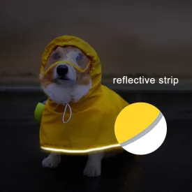 Waterproof Dog Rain Jacket with Hood - Reflective Strip, Adjustable Belly Strap, Lightweight Poncho with Storage Bag (Small, Yellow)