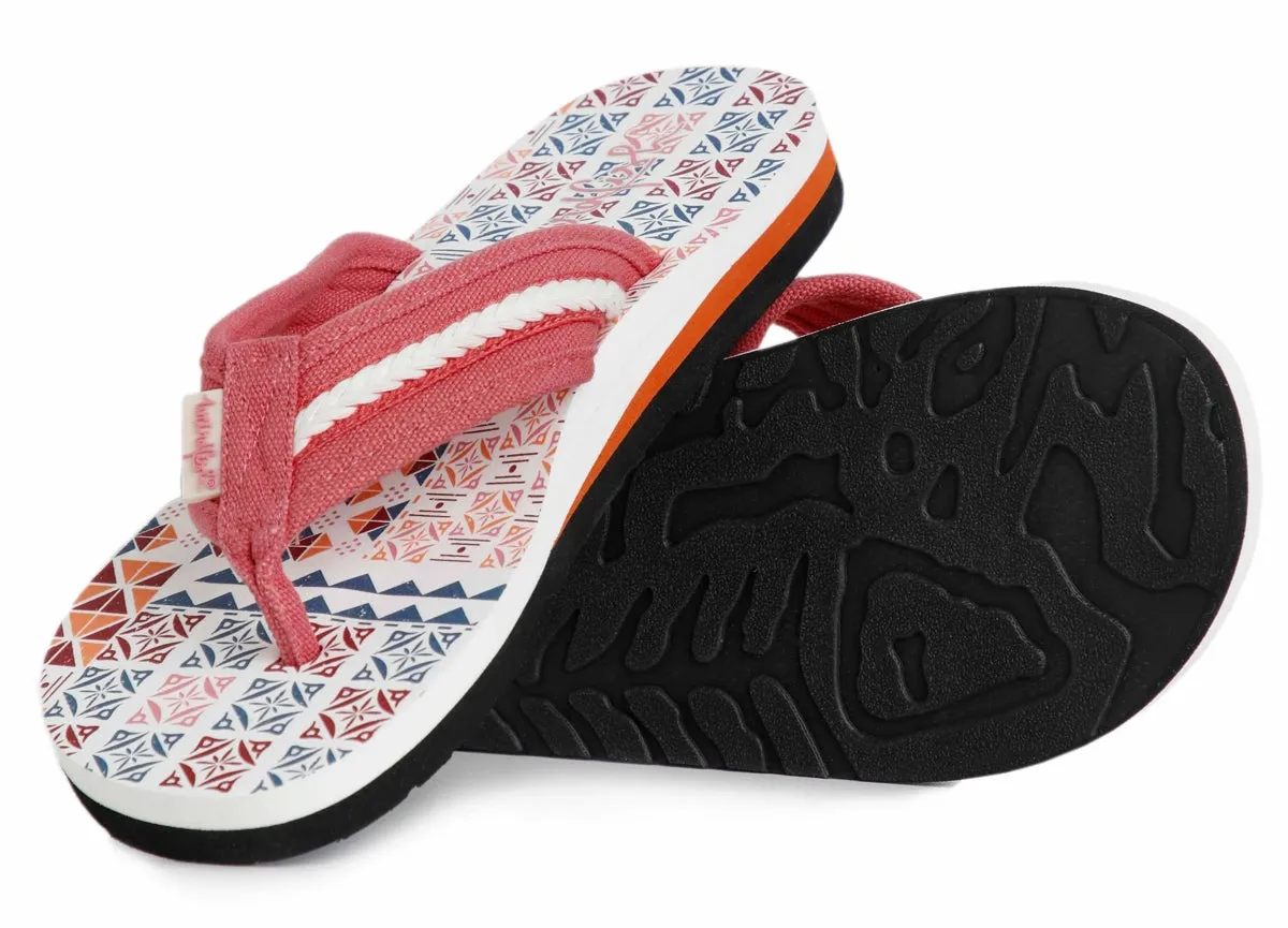 Weird Fish Womens Salcombe Printed Flip Flops - Light Cream