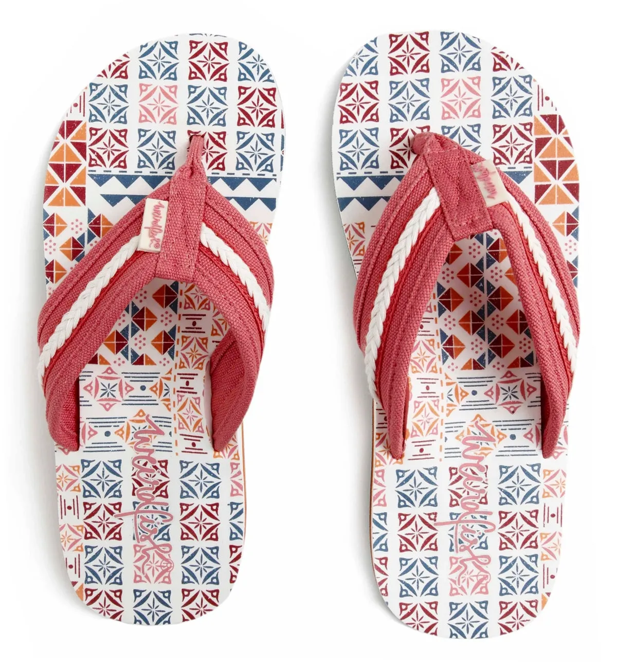 Weird Fish Womens Salcombe Printed Flip Flops - Light Cream