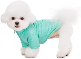 Winter Small Medium Dog Coat Windproof, High Collar Dog Jacket Cotton-Padded for Puppy, Cat, Doggie Pets Clothing with Zipper and D Ring