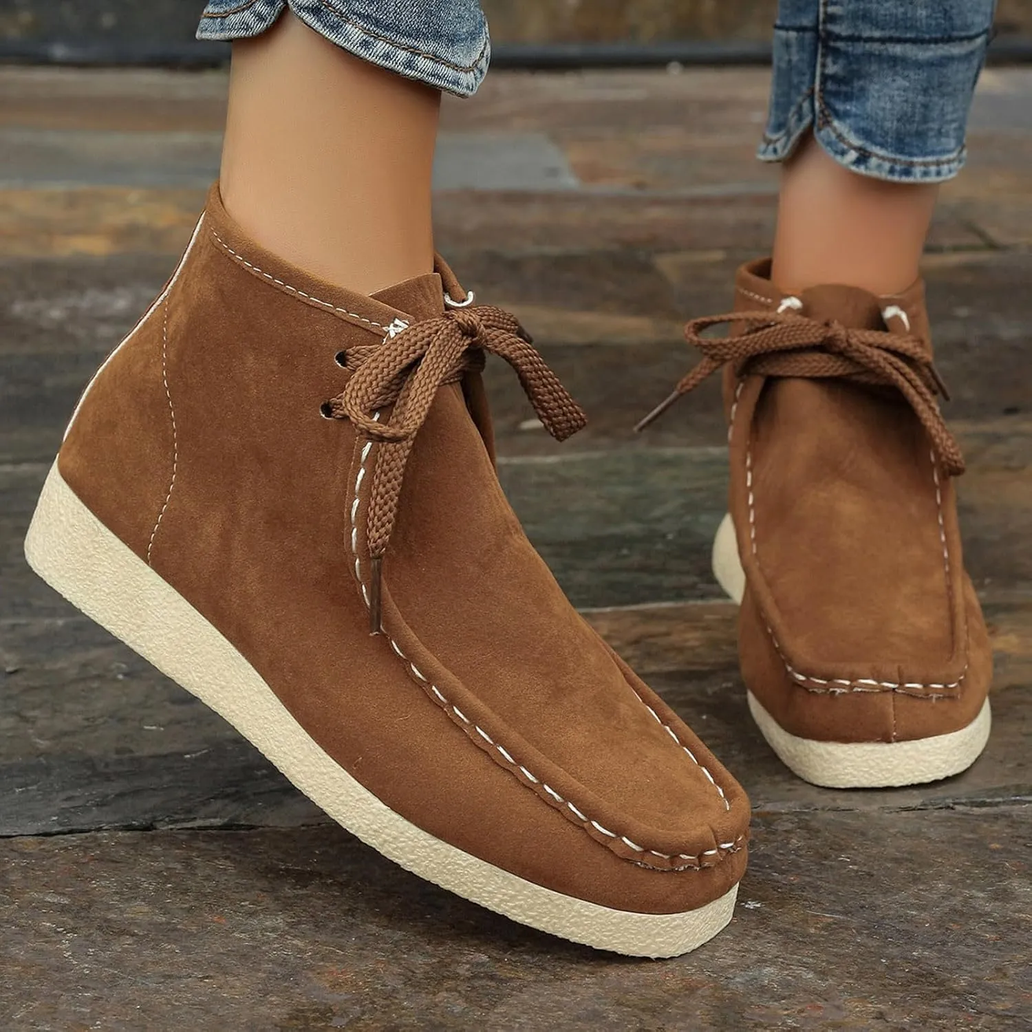 Women's Ankle Boots Retro Low Heel Short Ankle Booties Round Toe Slip On Walking Shoes Lace Up Fashion Sneakerss