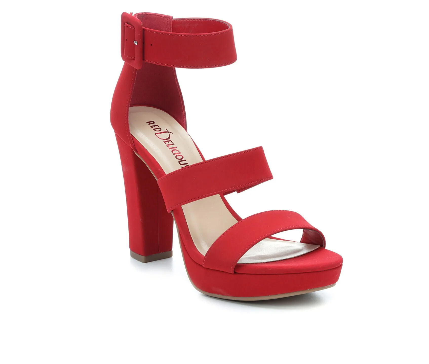 Women's Chunky Heel Ankle Buckle Strap Heeled Sandal Shoes-Triple By Delicious