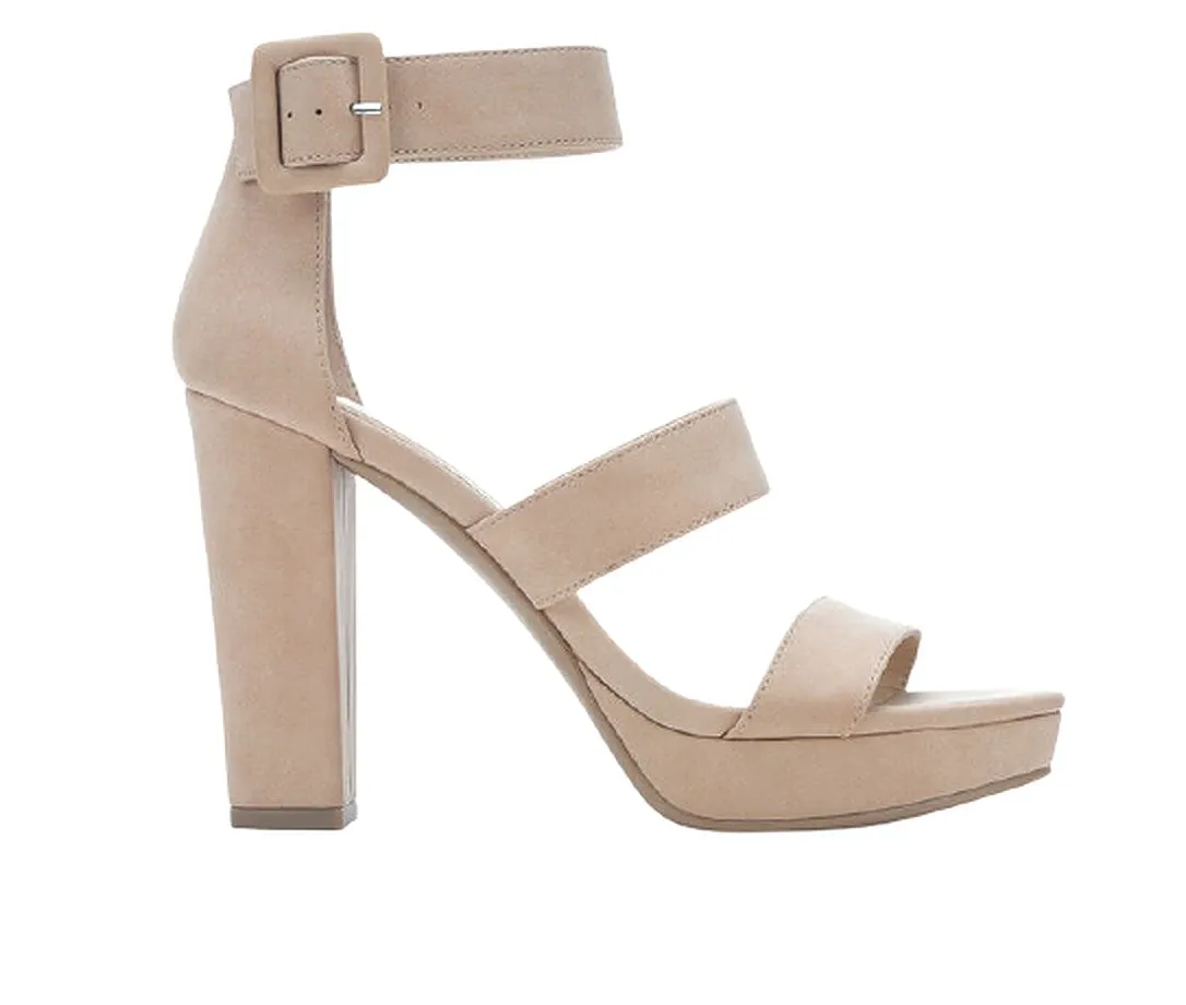 Women's Chunky Heel Ankle Buckle Strap Heeled Sandal Shoes-Triple By Delicious