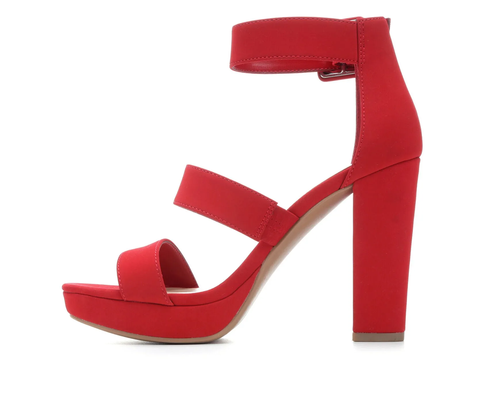 Women's Chunky Heel Ankle Buckle Strap Heeled Sandal Shoes-Triple By Delicious
